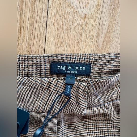 NWT Rag & Bone Rebecca Plaid Wool Pants, Brown/Beige, Straight Leg, Size 4 - Picture 9 of 14
